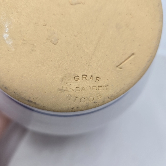 Graf Handmade Pottery Vase Pitcher Hand Painted White & Delicate Flowers Floral - Picture 7 of 11